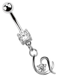 Zeige Details für Bauchnabel Piercing Banane Stahl, 7 mm Stein mit baumelndem Herz  Bild von Bauchnabel Piercing Banane Stahl, 7 mm Stein mit baumelndem Herz