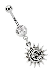 Zeige Details für Bauchnabelpiercing Banane, 8 mm Stein mit Sonne und Mond Bild von Bauchnabelpiercing Banane, 8 mm Stein mit Sonne und Mond
