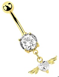 Zeige Details für Bauchnabel Piercing Banane mit Zirkonia und Flügel Anhänger, Gold Bild von Bauchnabel Piercing Banane mit Zirkonia und Flügel Anhänger, Gold