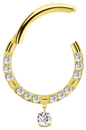 Zeige Details für Piercing Segmentring Clicker Gold mit Steinkranz und Stein Anhänger Bild von Piercing Segmentring Clicker Gold mit Steinkranz und Stein Anhänger