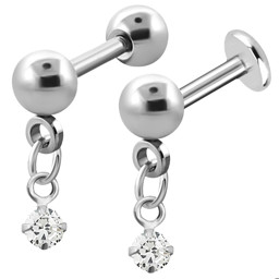 Zeige Details für Ohrpiercing Schmuck Helix Kette mit Stein + Stahl Stab mit Kugeln Bild von Ohrpiercing Schmuck Helix Kette mit Stein + Stahl Stab mit Kugeln