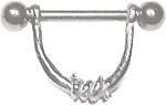 Bild von Brustwarzenpiercing Silber Bügel mit Stacheldraht Design