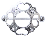 Zeige Details für Brust Piercing Schild Blume mit 4 Steinen und Titanstab Bild von Brust Piercing Schild Blume mit 4 Steinen und Titanstab