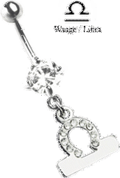 Zeige Details für Bauchnabel Piercing Schmuck mit Zirkonia und Sternzeichen Anhänger  Bild von Bauchnabel Piercing Schmuck mit Zirkonia und Sternzeichen Anhänger