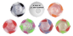 Zeige Details für Piercingschmuck Acryl Verschluss Kugel mit 6 Streifen in 1,6 x 6 mm Bild von Piercingschmuck Acryl Verschluss Kugel mit 6 Streifen in 1,6 x 6 mm