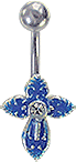 Zeige Details für Bauchnabel Piercingschmuck filigranes Kreuz in blau mit Stein Bild von Bauchnabel Piercingschmuck filigranes Kreuz in blau mit Stein