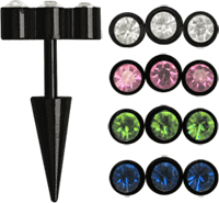Zeige Details für Helix Piercing, Ohr Schmuck Spitze schwarz mit Stab und 3 Steinen Bild von Helix Piercing, Ohr Schmuck Spitze schwarz mit Stab und 3 Steinen