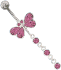 Zeige Details für Bauchnabelpiercing Schmetterling mit Kette aus Silber und 9 Steinen Bild von Bauchnabelpiercing Schmetterling mit Kette aus Silber und 9 Steinen