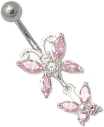 Bild von Bauchnabelpiercing Schmetterling mit Hänger aus Silber mit Steinen