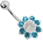 Zeige Details für Bauchnabelpiercing Blume Silber mit 8 kleinen und 1 großen Stein Bild von Bauchnabelpiercing Blume Silber mit 8 kleinen und 1 großen Stein