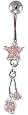 Zeige Details für Bauchnabel Piercing Stern mit filigranem Doppelsteinhänger Bild von Bauchnabel Piercing Stern mit filigranem Doppelsteinhänger