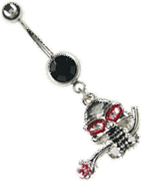 Zeige Details für Stahl Piercing Bauchnabelbanane mit Totenkopf Anhänger Bild von Stahl Piercing Bauchnabelbanane mit Totenkopf Anhänger