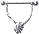 Zeige Details für Brustwarzenpiercing Silber Bügel mit großem Blatt Bild von Brustwarzenpiercing Silber Bügel mit großem Blatt