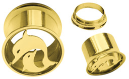 Zeige Details für Ohrpiercing 316l Stahl Flesh Tunnel vergoldet mit Delphin in 8-14 mm Bild von Ohrpiercing 316l Stahl Flesh Tunnel vergoldet mit Delphin in 8-14 mm