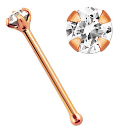 Zeige Details für Piercing Nasenstecker 0,6 mm, Rosegold + Stein, Stopper Bild von Piercing Nasenstecker 0,6 mm, Rosegold + Stein, Stopper