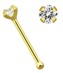 Zeige Details für Nasenstecker 0,6 mm, Nose Bone 14kt Gold mit Stein Bild von Nasenstecker 0,6 mm, Nose Bone 14kt Gold mit Stein