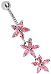 Bild von Bauchnabel Piercing Dreier-Blume Anhänger mit Gliedern