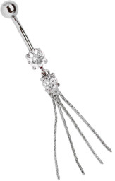 Zeige Details für Bauchnabel Piercing Doppelsteinhänger mit 4 Gliederketten Bild von Bauchnabel Piercing Doppelsteinhänger mit 4 Gliederketten