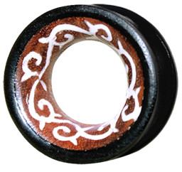 Zeige Details für Piercing Schmuck Ohr Tunnel aus Holz mit weißem Tribal in 14-18 mm Bild von Piercing Schmuck Ohr Tunnel aus Holz mit weißem Tribal in 14-18 mm