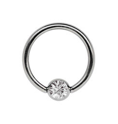 Bild von Ohrpiercing Titan Piercing Ring 1,2 x 8-12 mm mit Zirkonia Kugel