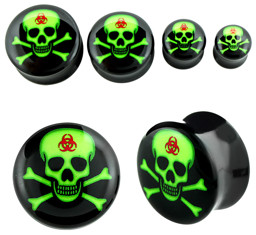 Zeige Details für Ohrpiercing 1 x Acryl Plug Totenkopf mit Biohazard in 4-16 mm Bild von Ohrpiercing 1 x Acryl Plug Totenkopf mit Biohazard in 4-16 mm