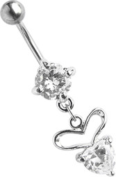 Zeige Details für Bauchnabel Piercing Banane mit Zirkonia und Steinherzanhänger Bild von Bauchnabel Piercing Banane mit Zirkonia und Steinherzanhänger