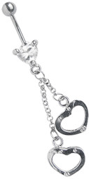 Zeige Details für Bauch Piercingschmuck Banane Steinherz mit Handschellenhänger Bild von Bauch Piercingschmuck Banane Steinherz mit Handschellenhänger