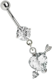 Zeige Details für Bauchnabel Piercing Banane mit Steinherz und Pfeil Bild von Bauchnabel Piercing Banane mit Steinherz und Pfeil