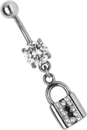 Zeige Details für Bauchnabelpiercing Schmuck Banane mit Schloss Anhänger Bild von Bauchnabelpiercing Schmuck Banane mit Schloss Anhänger
