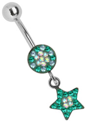 Zeige Details für Bauchnabel Piercing rund Stern Hänger mit vielen kleinen Steinen Bild von Bauchnabel Piercing rund Stern Hänger mit vielen kleinen Steinen