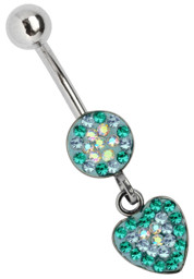 Zeige Details für Bauchnabel Piercing rund mit Herz Hänger und vielen kleinen Steinen Bild von Bauchnabel Piercing rund mit Herz Hänger und vielen kleinen Steinen