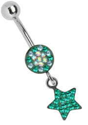 Zeige Details für Bauchnabel Piercing rund Stern Hänger mit Multi Steinen Bild von Bauchnabel Piercing rund Stern Hänger mit Multi Steinen