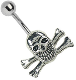 Bild von Bauchnabel Piercingschmuck Banane mit Totenkopf aus Pewter