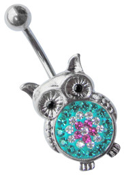 Zeige Details für Bauchnabel Piercing Schmuck Banane, Eule mit vielen Steinen Bild von Bauchnabel Piercing Schmuck Banane, Eule mit vielen Steinen