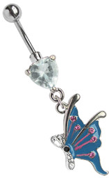 Zeige Details für Bauchnabel Piercing Schmuck Banane, Steinherz mit Schmetterling Bild von Bauchnabel Piercing Schmuck Banane, Steinherz mit Schmetterling