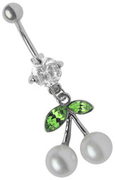 Zeige Details für Bauch Nabelpiercing Schmuck Zirkonia Banane, Blatt mit Kirschen Bild von Bauch Nabelpiercing Schmuck Zirkonia Banane, Blatt mit Kirschen