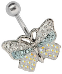 Zeige Details für Bauchnabel Piercing Schmetterling mit vielen kleinen Steinen Bild von Bauchnabel Piercing Schmetterling mit vielen kleinen Steinen