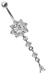 Zeige Details für Bauchnabel Piercing Schmuck Blume mit Hänger und vielen Steinen Bild von Bauchnabel Piercing Schmuck Blume mit Hänger und vielen Steinen