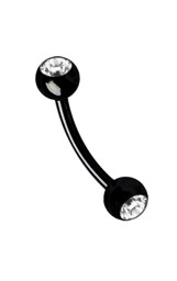 Zeige Details für Piercing mini Banane Stahl 316L schwarz mit Stein-Kugeln, 1,2 mm Bild von Piercing mini Banane Stahl 316L schwarz mit Stein-Kugeln, 1,2 mm