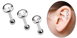 Zeige Details für Ohr Piercing Schmuck Helix, Tragus, Stab mit Kugel und Stein Bild von Ohr Piercing Schmuck Helix, Tragus, Stab mit Kugel und Stein