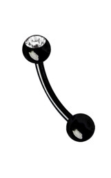 Zeige Details für Piercing Banane Stahl 316L schwarz mit Steinkugel 1,2 mm Bild von Piercing Banane Stahl 316L schwarz mit Steinkugel 1,2 mm