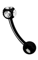 Zeige Details für Piercing Banane Stahl 316L schwarz mit 5-Stein-Kugel in 1,6 mm Bild von Piercing Banane Stahl 316L schwarz mit 5-Stein-Kugel in 1,6 mm