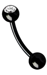 Zeige Details für Piercing Banane Stahl 316L schwarz mit Steinkugel, 1,6 mm Bild von Piercing Banane Stahl 316L schwarz mit Steinkugel, 1,6 mm
