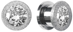 Zeige Details für Ohr Piercing Flesh Tunnel Stahl sandgestrahlt mit großem Stein Bild von Ohr Piercing Flesh Tunnel Stahl sandgestrahlt mit großem Stein