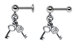 Zeige Details für Ohrpiercing Helix, Tragus, Lobe Stecker mit Schlüssel Anhänger  Bild von Ohrpiercing Helix, Tragus, Lobe Stecker mit Schlüssel Anhänger