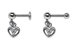 Zeige Details für Ohrpiercing Helix, Tragus, Lobe Stecker mit Herz Anhänger Bild von Ohrpiercing Helix, Tragus, Lobe Stecker mit Herz Anhänger