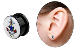 Zeige Details für Ohr Piercing Schmuck Acryl Plug, Stopfen mit Anker in 6-16 mm  Bild von Ohr Piercing Schmuck Acryl Plug, Stopfen mit Anker in 6-16 mm