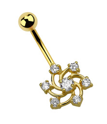 Zeige Details für Bauchnabelpiercing 316l Stahl Gold Banane, Blume mit Spirale Bild von Bauchnabelpiercing 316l Stahl Gold Banane, Blume mit Spirale