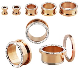Zeige Details für Ohr Piercing Flesh Tunnel Stahl Rose Gold mit Steine und Epoxy Bild von Ohr Piercing Flesh Tunnel Stahl Rose Gold mit Steine und Epoxy