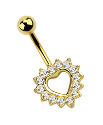 Zeige Details für Bauchpiercing Schmuck Banane 316l Stahl Gold, Herz mit Steinkranz Bild von Bauchpiercing Schmuck Banane 316l Stahl Gold, Herz mit Steinkranz